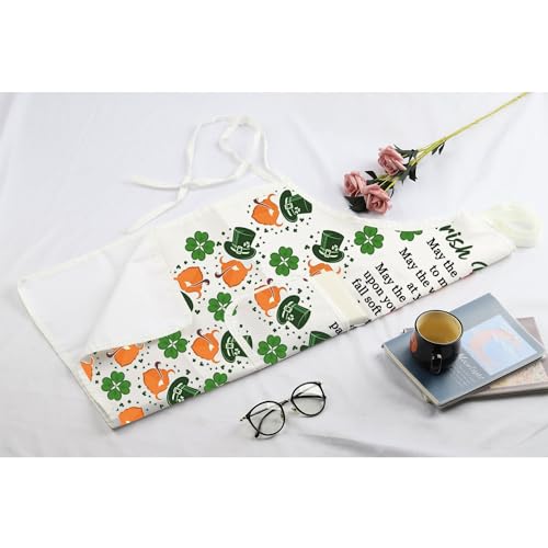 Irish Blessing Cooking Kitchen Apron Irish Blessing Gifts for Women Men Irish Prayer Chef Baking Garden BBQ Apron with Pocket Irish Blessing apron wh