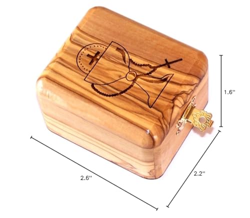 Holy Land Market First Communion Box - Rosary Box - Bethlehem Olive Wood Communion By Laser