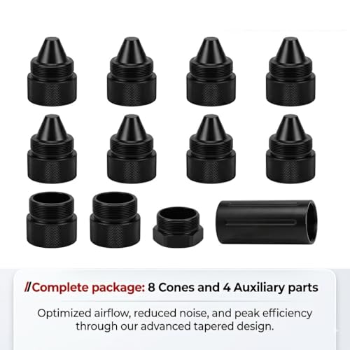 Bovzor 1.375-inch aluminum cone-shaped truck wheel lug nuts, 24-thread, 12-pack