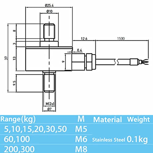 DYMH-103 Load Cell Miniature Weighing Sensor Pull Rod Pressure Tension Sensor Portable Crane Scale(0~20kg) 0~20kg