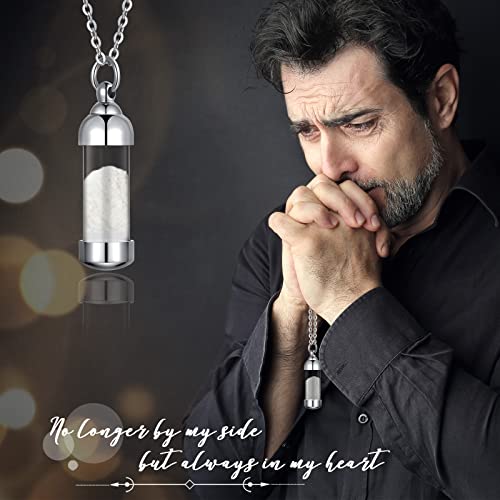 Vial Necklace Glass Vial Pendant Stainless Steel Glass Container Urn Necklace for Ash Openable Memorial Keepsake Cremation Ashes Holder 12