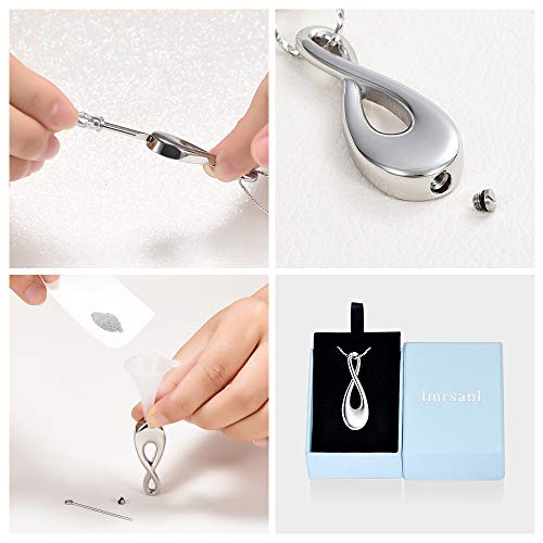 Imrsanl Infinity Cremation Jewelry Urn Necklace for Ashes Silver