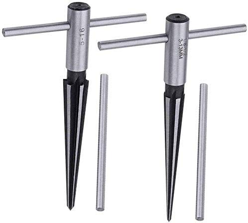 [Australia - AusPower] - Tzong T Handle Taper Reamer 1/8"-1/2" 3-13mm Bridge Pin Hole Hand Held Tapered Reamers 6 Fluted Chamfer Reaming Guitar Woodworker Luthier Tool 