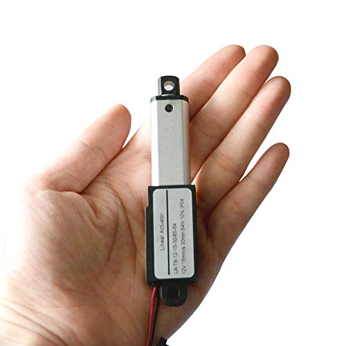 ZCONIEY Micro Linear Actuator with Limit Switches 12V DC, 64N, 30mm Stroke 1.2" with Mounting Brackets