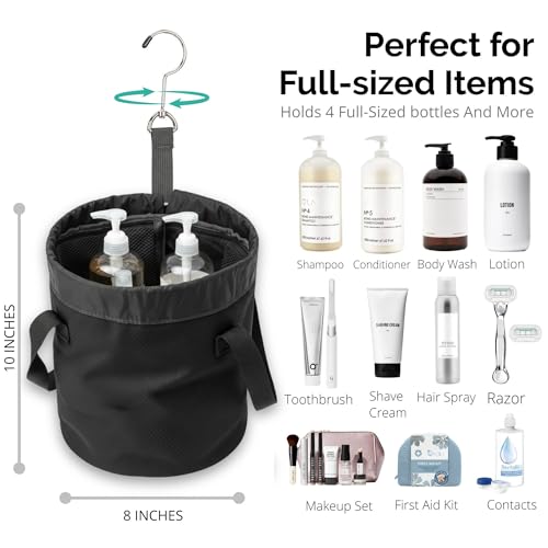 Quick Dry Mesh Shower Caddy for College Dorms – Lightweight Shower Caddy Mesh with Drawstring Top, Breathable Mesh Bottom, and Multiple Pockets with Zippers for Cruise Essentials for Shower (Black) Black