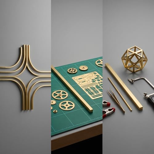 6-piece NINGWAAN brass flat bar set, 1/4 x 1/4 x 11.8-inch solid metal bars for crafts and decoration