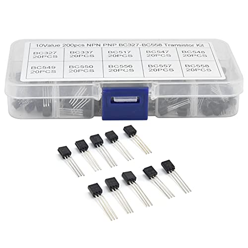 BC547 Transistor Set, 200 Pieces | With Clear Box, BC327 BC337 BC517 BC547 BC548 BC549 BC550 BC556 BC557 BC558, Semiconductor Material, for Electric Vehicles