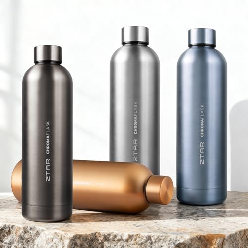 ZTAR Chroma Flask Insulated Stainless Steel Water Bottle – Leak-Proof, Keeps Drinks cool or warm, For Travel, Gym, and Office, Ideal Gift for Women, Men & Kids, 25oz (750ml) - Black