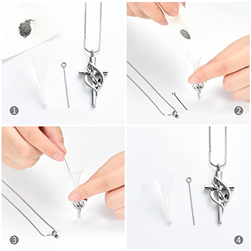 Minicremation Urn Necklaces for Ashes Crystal Butterfly Cross Memorial Pendant for Women Black
