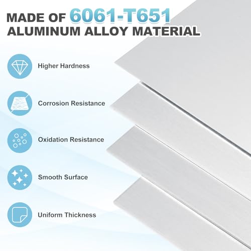 MECCANIXITY 6061 T651 aluminum sheet metal, silver rectangular flat plate with protective film, 11.8 x 11.8 x 0.08 inches