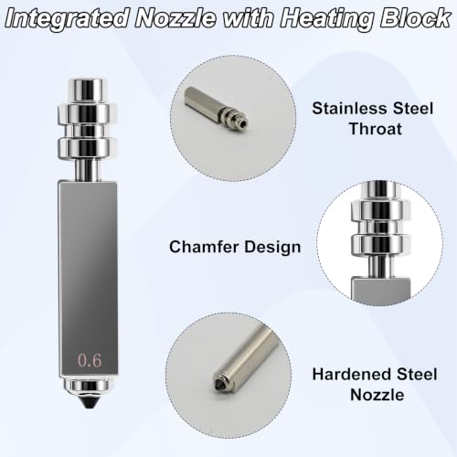 4Pcs 0.2mm-0.8mm Integrated Hardened Steel Nozzles for Anycubic 3D Printers, High Flow High Speed Throat Tube Hot End for Kobra X Quick-Swap 3D Printer Accessories Print Head