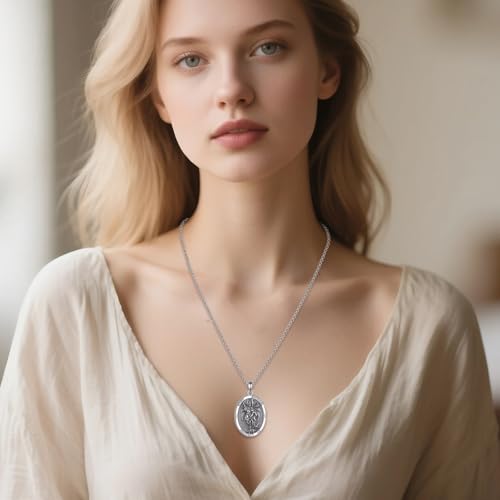 Patron Saint Necklace 925 Sterling Silver Round Protection Pendant Amulet Medal with 22+2 Inches Chain Jewelry Gift for Men and Women (with Gift Box) A01 Saint Michael