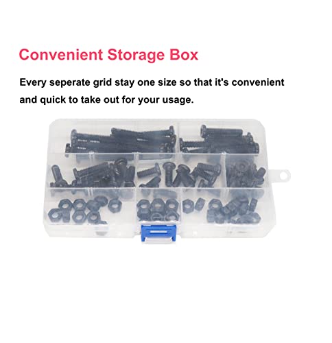 cSeao 60-piece black hex socket cap screw and 5/16-18 hex nut assortment kit in assorted lengths