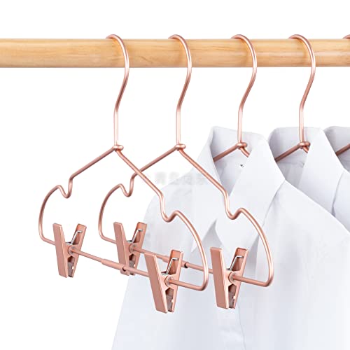 Metal Hangers Baby Clothes 12.5" Rose Gold Clips Hanger Children Kids Pants Hanger Display and Storage 10Pack 10