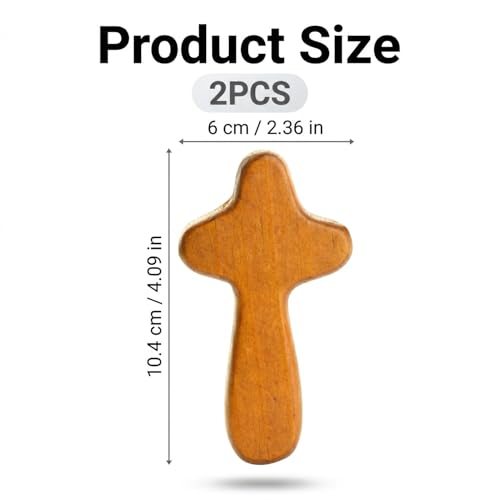 wellrun 2PCS 10CM Handheld Olive Wood Cross,Mini Natural Wood Grain Comforting Religious Cross for Prayer,Meditation,and Reflection,Gift for Men & Women