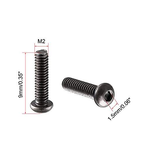 uxcell M2 x 8mm button head hex socket cap screws, 100-piece socket head screw pack, silver finish