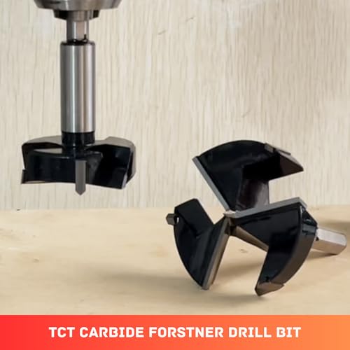 Cortool 4-inch triple-flute carbide-tipped Forstner drill bit for woodworking and hinge holes