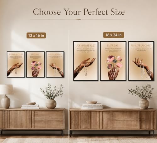 FKRYTYB 3Pcs Black Girl Christian Bible verses Wall Art 12x16in Scripture 16L"X12W"Poster