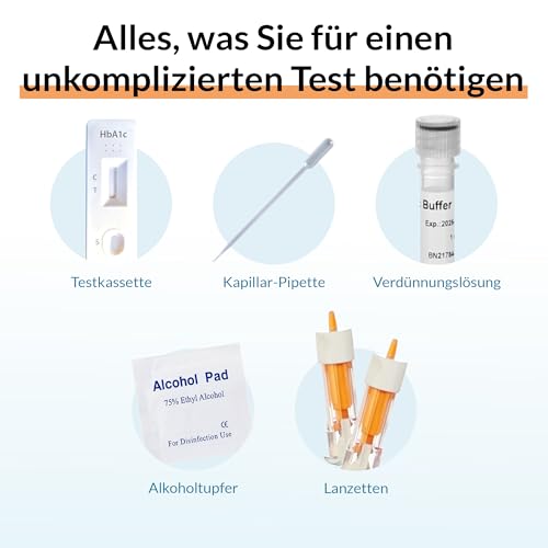 GetTested HbA1c Diabetes Rapid Test | Blood-based evaluation of HbA1c markers, qualitative interpretation according to instructions