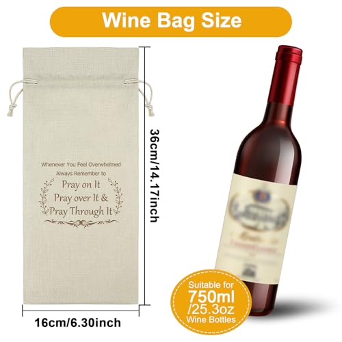 Inspirational Christian Gifts Wine Bag Inspirational Gifts for Friends Mom Coworker Sister Encouragement Religious Gift Religious Spiritual Gift Burlap Wine Bags for Easter Thanksgiving Birthday