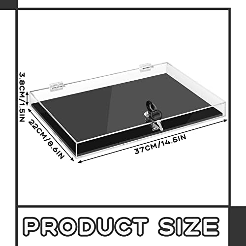 Weysat Acrylic Locking Display Case for Knife Jewelry, Clear Rectangular Display Box Security Showcase Organizer Tray with Lock Key and Padding for Jewelry Collectibles Pocket Knives