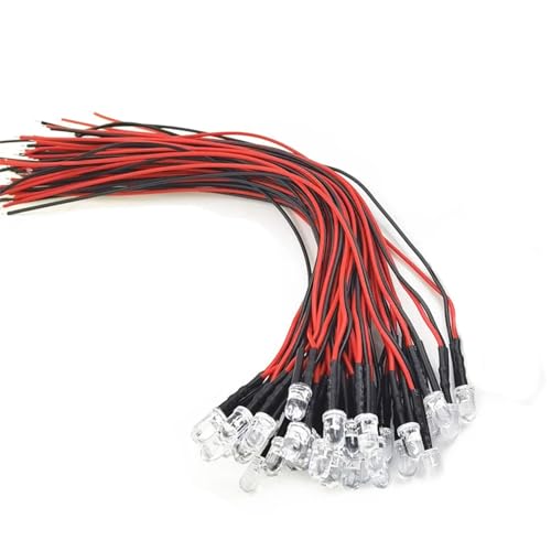 20pcs 12 Volt 5 mm Red Flashing LED Lights Emit Diodes Pre-Wired 7.9 Inch DC 12 V 1.5 Hz Single Colour Flashing LED Light Clear Lens Small LED Bulbs DIY Lighting Projects Red Blink