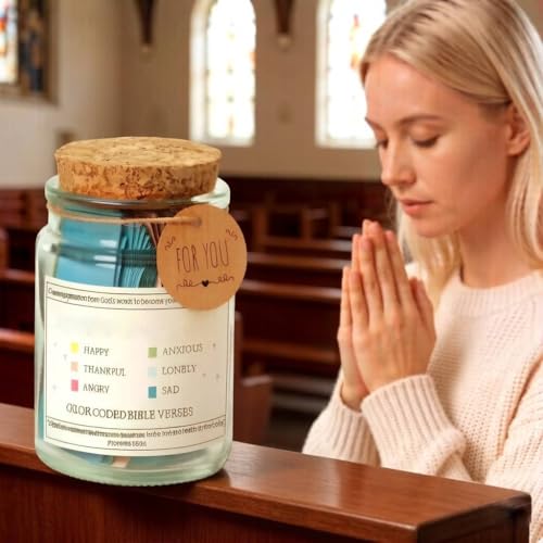 Bible Verses Jar with 90 Inspirational Scripture, Christian Gift for Women, Men, Valentines Gifts for Him, Easter Basket Stuffers, Glass Jar for Prayer and Meditation