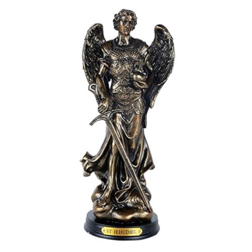 Pacific Giftware St Jehudiel Carrying Crown of Salvation Figurine 8 Inch Tall Wooden Base with Brass Name Plate