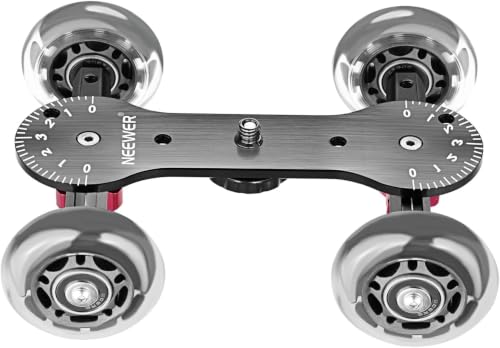 Neewer Scaled Camera Table Dolly Slider with 22 pounds/10 kilograms Load Capacity Skater Design Aluminum Rods Rotatable Rubber Wheels 1/4-inch 3/8-inch Screw Threads for DSLRs Video Camcorders (Black)