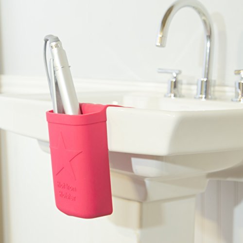 Hot Iron Holster | Adhesive-Free Silicone Storage Pocket for Organization and Travel | Heat Resistant to 500°F | Ideal for Curling Irons, Hair Straighteners, and other Hot Tools Pink