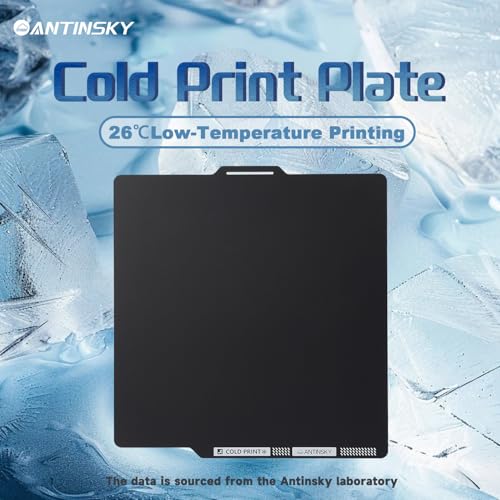 ANTINSKY Cold PEI Build Plate for Bambu-Lab X2D P2S P1S P1P X1C X1E A1 3D Printers, Double Sided 257.5 x 257.5mm Energy-Saving Low-Temperature Print Strong-Adhesion Platform No Glue Required Black 275.5*275.5mm