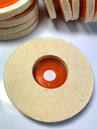 SIGNI wool felt disc polishing buffing wheel felt pad for angle grinder, 4.5-inch, 10-pack