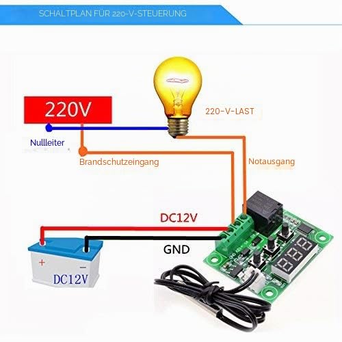 Hailege 2pcs W1209 12V DC Digital Temperature Controller Board Micro Digital Thermostat -50-110 Electronic Temperature Controller Module Switch with 10A Single Channel Relay and Waterproof