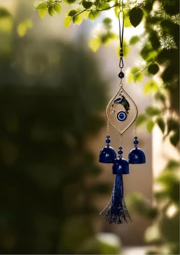 Eminent Evil Eye Wind Chime with 3 Bells for Home and Office,Good Luck Charm, Protection Charm, Positive Vibes, Home Decor