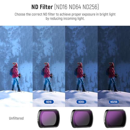 NEEWER Filter Set Compatible with DJI Osmo Pocket 3 / Pocket 4 / Xtra Muse, Magnetic ND (ND16 + ND64 + ND256) & Black Diffusion 1/4 Filter for Mist Cinematic Effect 4 Pack ND+Black Diffusion 1/4