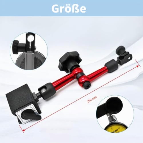 Dial Indicator with Magnetic Holder 0~0.8 mm Magnetic Measuring Tripod with Dial Gauge Metal Flexible Strong Magnetic Base Holder + Lever Dial Indicator Shockproof
