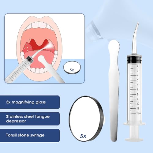 Tonsil Stone Remover Set, 65 kpa Electric Almond Stones Removal | 3-speed suction, with LED light and 5x magnifying glass, for healthy almonds and fresh breath White