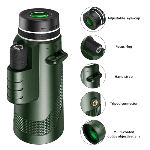 40X60 High Power Monocular Telescope with Tripod & Phone Adapter, HD Low Light Vision for Adults, Perfect for Wildlife Watching, Hiking, Camping and Sporting Events