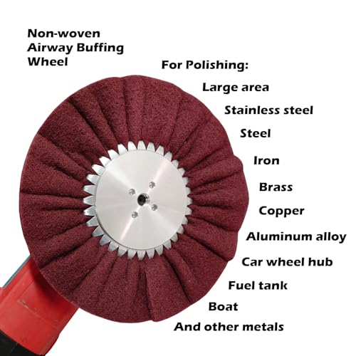 8-inch non-woven abrasive 2-section airway buffing wheel with 5/8-inch arbor hole, 2-piece set