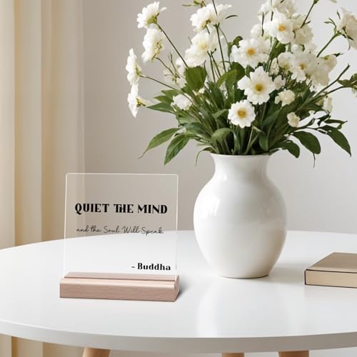 Meditation Gifts Positive Affirmation Gifts Desk Decorative Sign for Meditation Yoga Home Stress Relief Gift Spiritual Gift Inspiring Present for Women Men Friends Zen Decor Acrylic Desk Decor Meditation Desk Decorative Sign