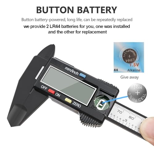 Digital Calliper, 150mm Classic Calliper with Large LCD Display for Outer, Inner and Depth Measurement, Black | inch/mm measuring tool, two batteries, brake discs diameter gauge for exterior, inner and depth measurement, black