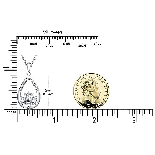 TANGPOET Ashes Necklace 925 Sterling Silver Urn Necklace, Cremation Jewellery for Ashes, Memorial Keepsake Pendant, Gifts for Mum Dad Women Men Pet, with Funnel Filler Kit Lotus flower