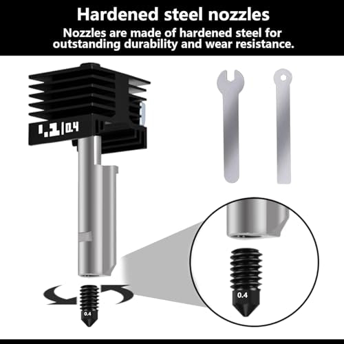 4PCS X2D/P2S Hotend, Quick Swap Hardened Steel Nozzle Print Head Hot End Replacement Kit with Silicone Socks for Bambu Lab X2D/P2S/H2D/H2C/H2S 3D Printer (0.2/0.4/0.6/0.8mm) 0.2/0.4/0.6/0.8mm