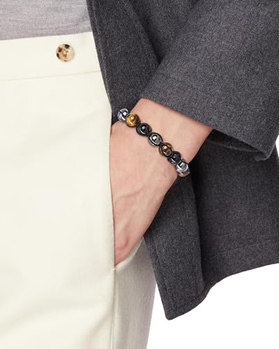 Mens Bracelet - Tiger Eye Obsidian Hematite Beads Gifts for Men Single-row