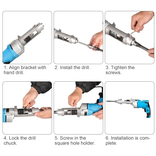 Yosoo Health Gear Square Hole Drill Bit Adapter Aluminum Alloy Invention Adapter for Hand Drill, 38 to 43 mm Diameter Wood, Quick Installation and Disassembly