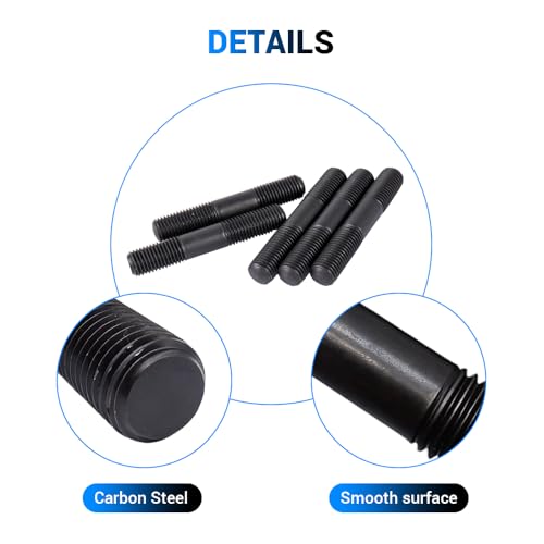 MOUMOUTEN M8 x 50mm Grade 8.8 carbon steel double-end threaded studs, 60-piece set