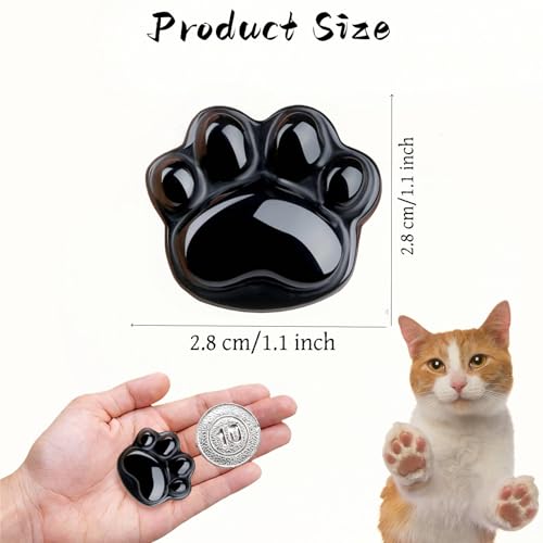 AITELEI Obsidian Cat Paw Crystals and Healing Stones, Natural Stone for Anxiety Relief, Worry Stones for Stress Relief, Unique Crystal Figurines Gift for Crystal Cat Lovers Women Men (Obsidian)
