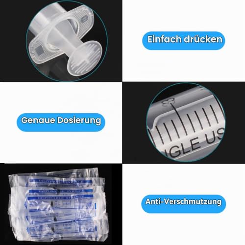 Syringes 5 ml, Pack of 20 Individual Package Plastic Syringe with Lid, Feeding Syringe, Reusable Syringe for Newborn Animal Feeding, Crafts, Laboratory Measurement