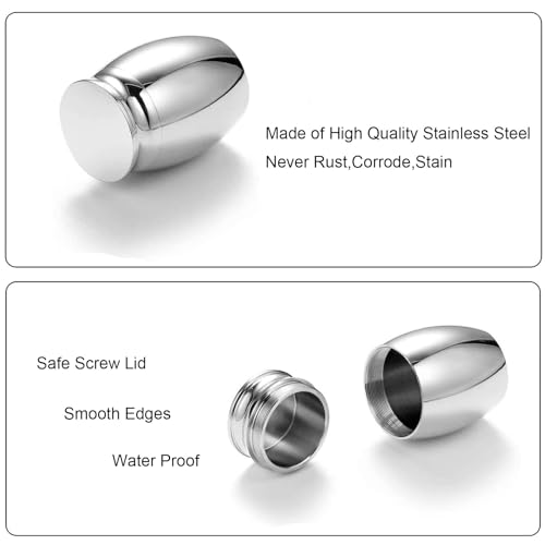 LZZEM Mini Urn for Ashes, Stainless Steel Keepsake Cremation Urn, Waterproof Memorial Ashes Holder, Small Pet and Human Ashes Container