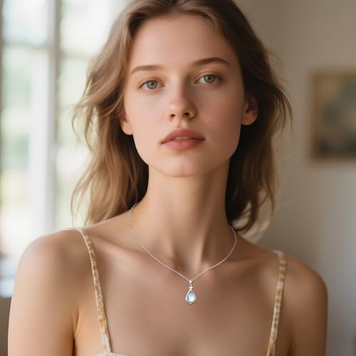 JERWLI Moonstone Urn Necklaces for Ashes 925 Sterling Silver Urn Pendant Moonstone Jewellery for Women Lover